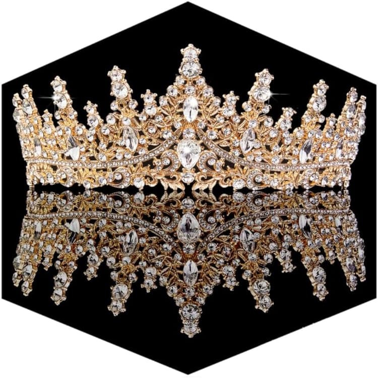 Gold Crown for Women Crystal Princess Tiaras Rhinestone Queen Headband Wedding Bridal Hair Accessories Birthday Prom Pageant Party Coming of Age Ceremony Photo Props