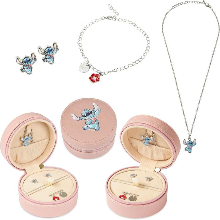 Disney Bijoux Enfants Fille, Parure, Bracelet, Boucle d'Oreille, Collier d'Amitié Stitch