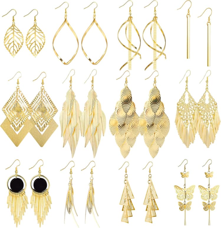 Boucles d'oreilles Argent Or pour femme, 6 Paires de Boucles d'oreilles Creoles Clous Set en Argent Sterling 925, Boucles D'oreilles à Charnière Pendantes Vertes pour Femmes Filles