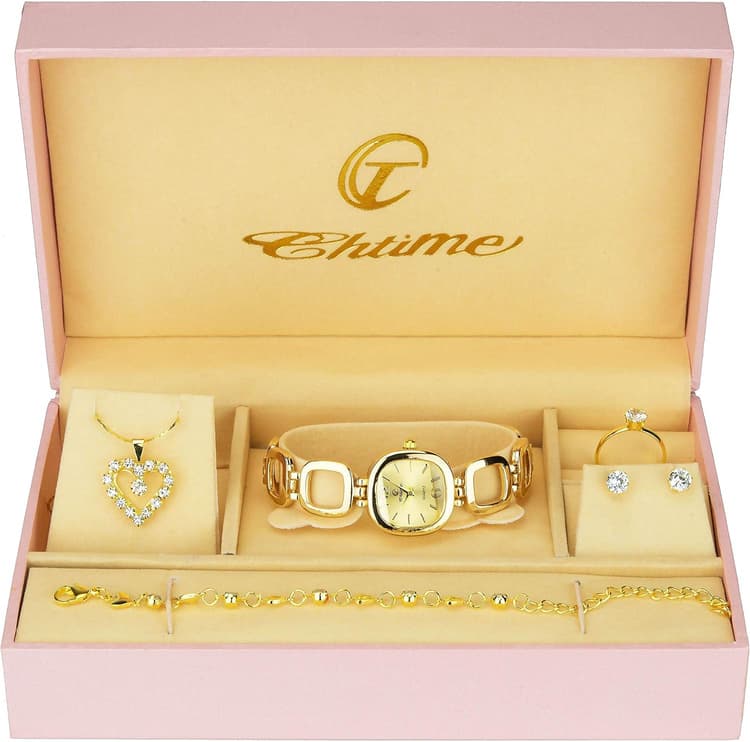 Coffret cadeau Montre Femme - Parure de Bijoux- Collier-Bague- Boucles d'oreilles - Bracelet