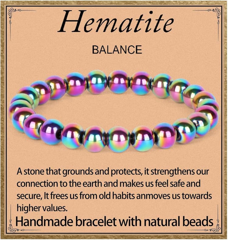 LPBeads Handmade Natural Gemstone Stretch Elastic Bracelet Healing Crystal Round Stone Beads Jewelry Gifts for Women Men