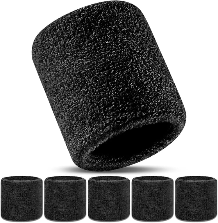 Bandeau Poignet Sport, 6 pièces Bandeau de Transpiration Poignet Bracelets de Tennis en Coton, Anti-Transpiration, pour la Gym, la Course à Pied, Basket-Ball, Le Tennis et Plus Encore