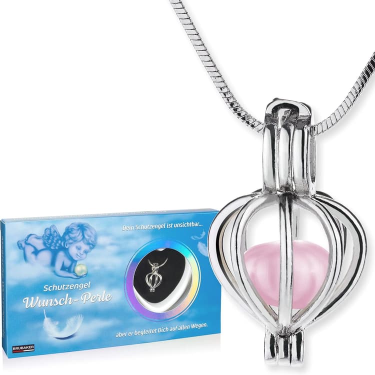 Brubaker Coffret ange gardien avec collier à pendentif et coquillage avec perle véritable