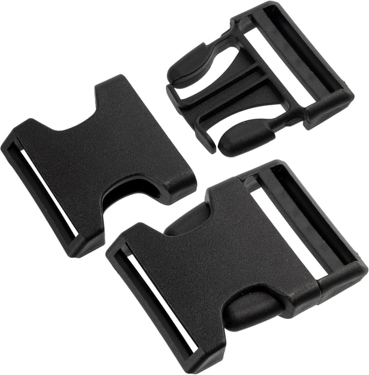 AERZETIX - Lot de 4 Boucles clips d'attache réglables à ouverture rapide pour sac à dos | passant 40 mm | pour bretelles bandoulière sangle | couleur noir | en plastique