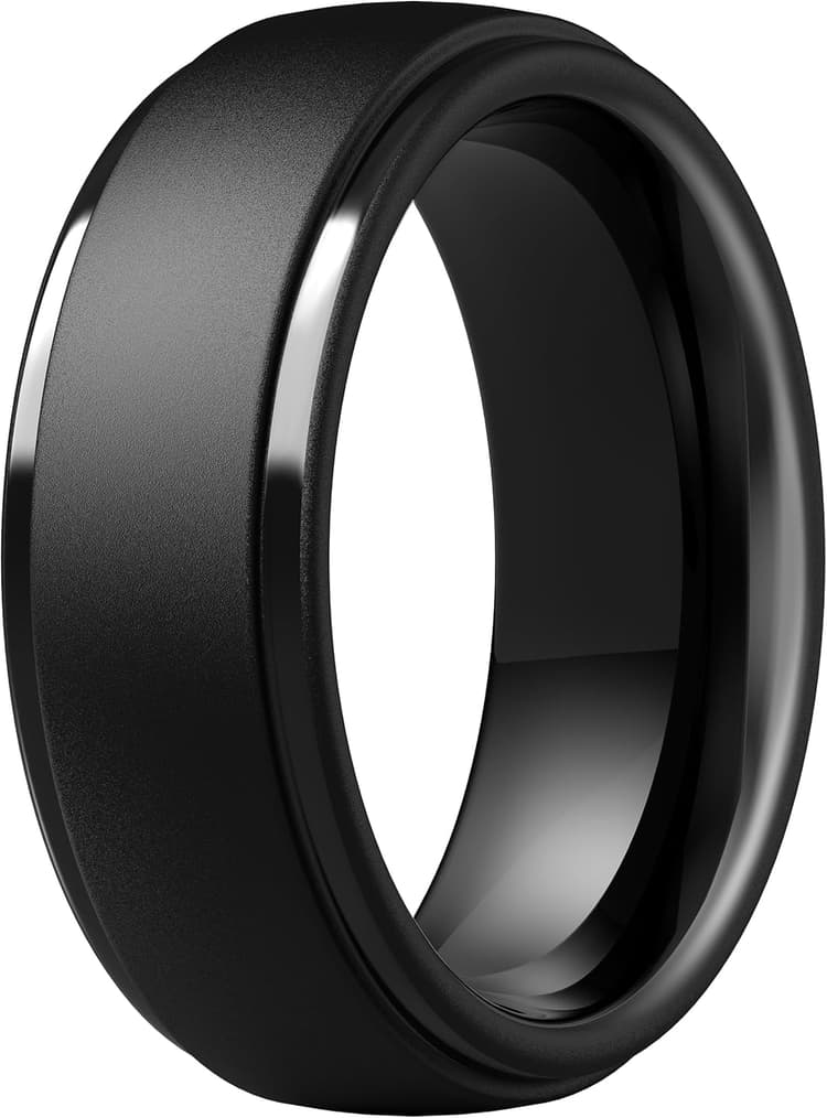 ThunderFit Silicone Rings for Men - 7 Rings / 4 Rings / 1 Ring Step Edge Rubber Wedding Bands 10mm Wide - 2.5mm Thick