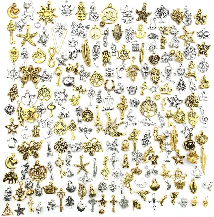 200 Pièces Breloques Charms Pendentifs, Mixte Charms Pendentifs, Accessoires de Bracelet Pendentif, Creation Bijoux, Petits Pendentifs, pour la Fabrication de Bijoux DIY