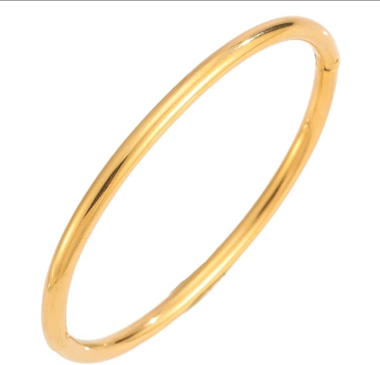 Bracelet jonc en acier inoxydable plaqué or 18 carats, bracelet rond multicouche, délicat, empilable, étanche, cadeau pour femme