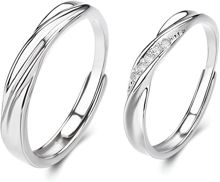 Ouvrez la bague en argent couple Paire une paire de bijoux pour hommes de la femme Rague en argent de couple