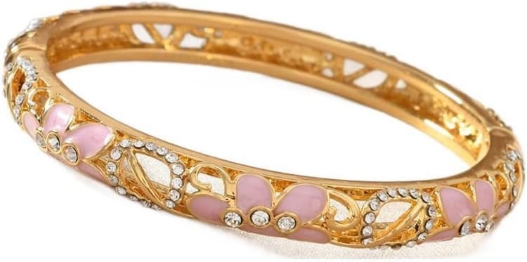 Bracelet vintage cloisonné, bracelet ethnique cloisonné à main ouverte, élégant ethnique creux à fleurs bracelet artisanal en émail cadeau