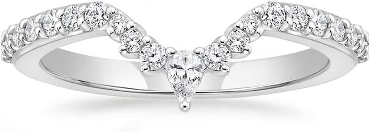 Mameloly Wedding Bands for Women Pear & Round Shaped Stackable Cubic Zirconia Half Eternity CZ Curved Engagement Rings for Her Size 3-12