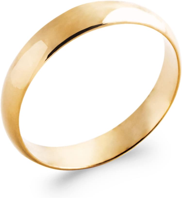 Tata Gisèle Bague Alliance Mixte en Plaqué Or 18 Carats - Largeur 4 mm - Gravure Incluse - Sachet Velours ou Ecrin