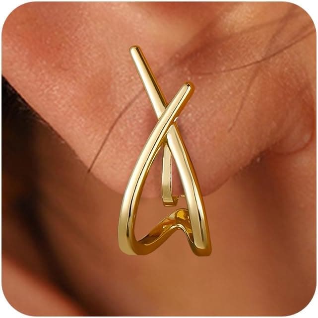 Awinesn Clip on Earrings for Women 14K Gold/Sterling Silver Plated Statement Earrings for Women Trendy Dainty Earrings Hypoallergenic Simple Minimalist Non Pierced Earring Jewelry Gifts