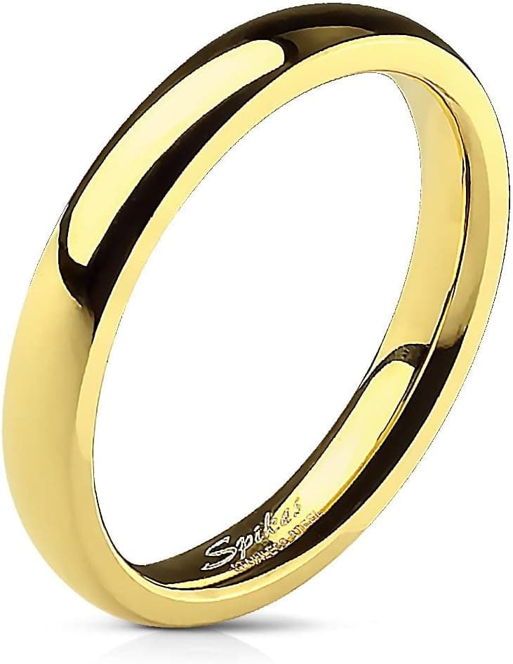 Bague Anneau Alliance Mariage FIANCAILLE Homme Femme Acier Plaque Or 4mm