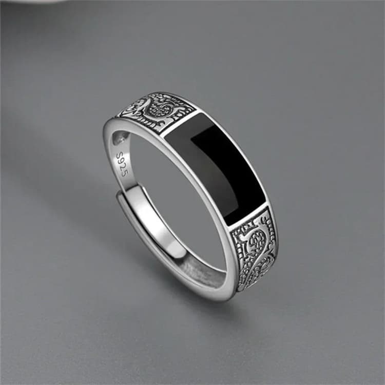 Retro Dragon Pattern Ring Dragon Pattern Minimalist Black Retro Men's Ring Retro Personalized Open Ring Man