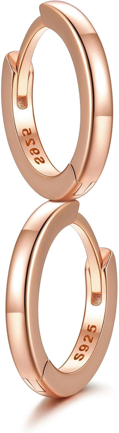 SILVERCUTE 925 Sterling Silver Huggie Hoop Earrings for Women,Hypoallergenic Small Hoop Earrings Lightweight Silver/14K Gold Hoops Cartilage Earrings for Women,8/10/12mm