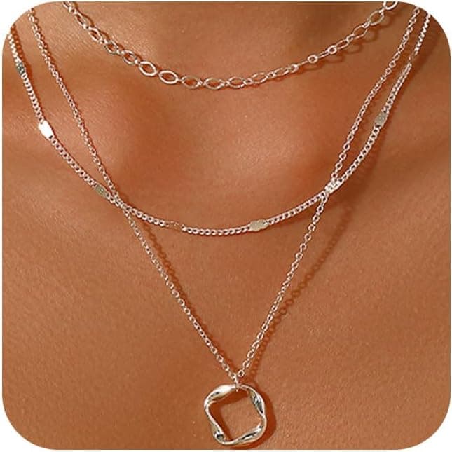 MOROTOLE Colliers superposés pour femmes Colliers ras du cou délicats empilables en or/argent pour femmes Collier à chaîne avec pendentif circulaire