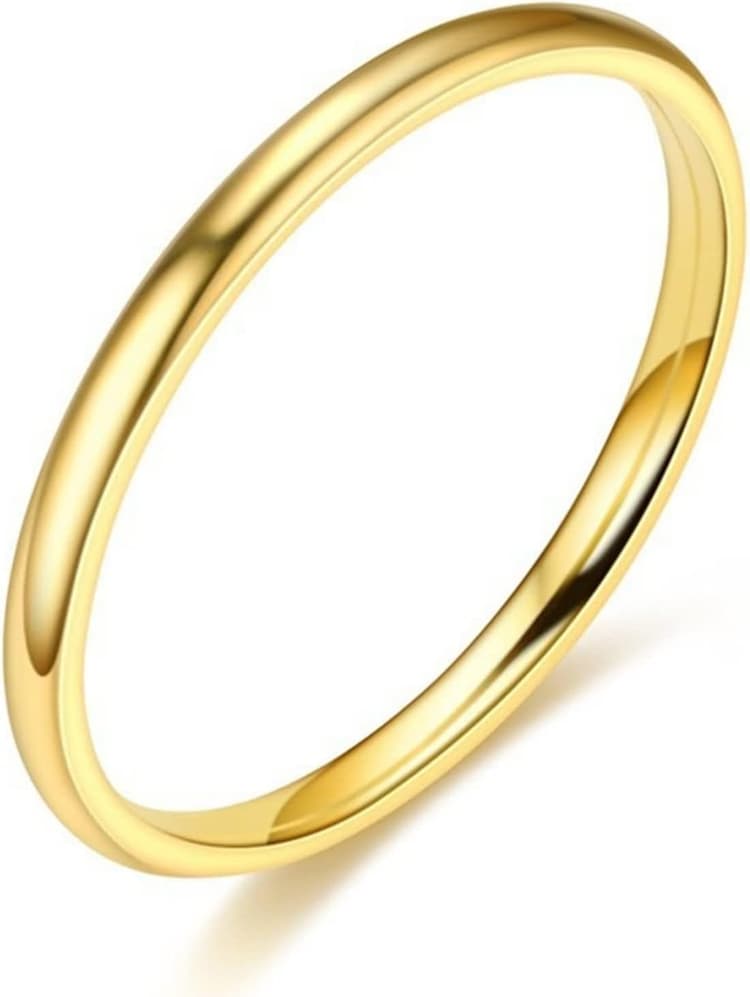 ANAZOZ Bague Acier Inoxydable 2mm Anneau Fin Chic Femme