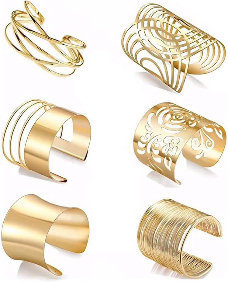 Bracelet Femme 6 Pcs Alliage bras accessoires bijoux minimaliste Manchette Bras Ensemble Bracelets parfaits pour Fêtes Festivals et Styles Punk