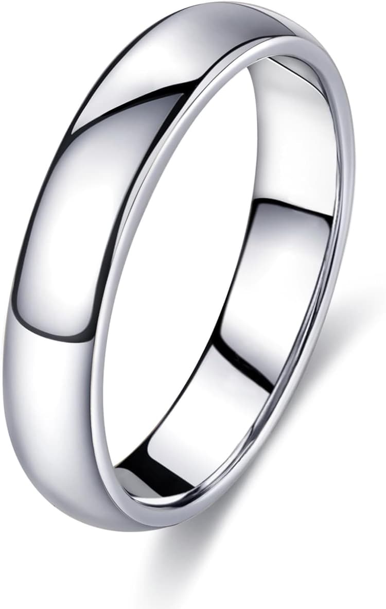 FUNEIA Bague Homme Femme Argent Acier Inoxydable Bague Alliance Anneau de Mariage Simple et Poli Bague de Fiançailles Largeur de 1-8mm Bijoux Bague Fille Ado Taille 52/54/57/60/62/65/67