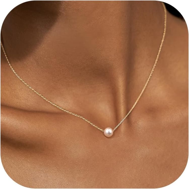 Chriscoco Collier Perle Femme Collier 14K Plaqué Or/Argent Collier Ras de Cou Femme Collier Perle Pendentif Perle Collier Femme Fantaisie Collier Or Femme Bijoux de Perles pour Femmes Filles