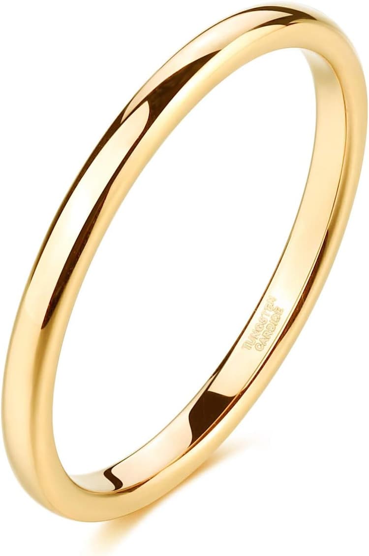 Zakk Bague Hommes Femme en Or poli Tungstène Alliance Bague Mariage de fiançailles Promesse Anneaux 2mm 4mm 6mm 8mm Taille 47-75