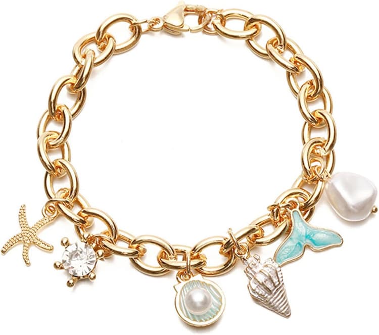 Bracelet à breloques océan, bijoux d'été, accessoires de style vacances 2025