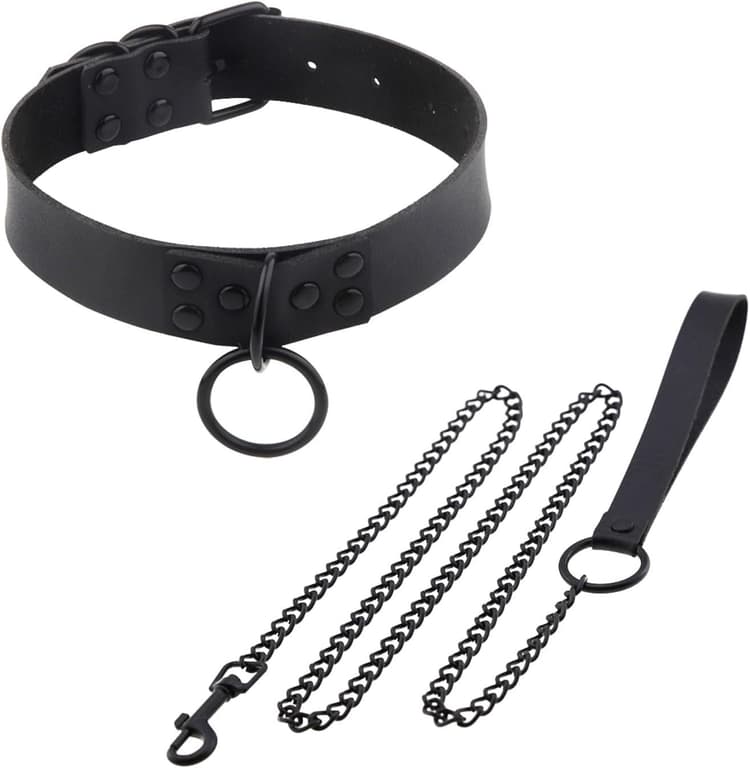 Collier ras du cou punk en cuir synthétique noir avec anneau en O pour homme et femme, ceinture ras-de-cou gothique sexy, collier ras du cou réglable en polyuréthane, accessoire d'Halloween,