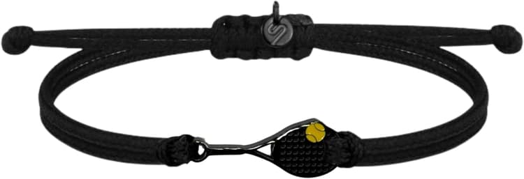 Bracelet Tennis Black Serve | Bijoux Tennis Padel Raquette Collier Pendentif | Boucle D'oreille Cadeaux Sport pour Femme Homme Fille Garçon