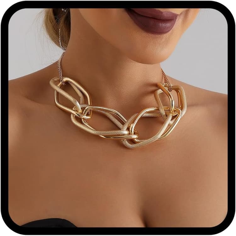 Collier ras du cou épais Colliers punk cubains en or Collier épais pour femmes