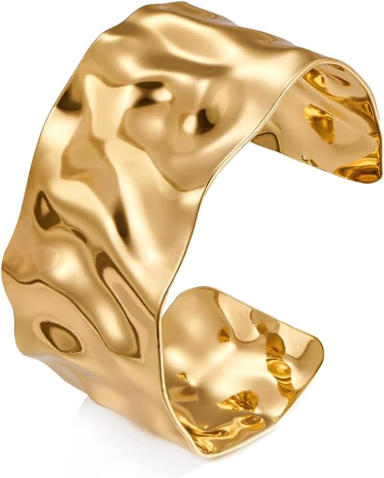 Bracelet en Or pour femme, Large Bracelet Bangle Or Bracelets Manchette Réglable Boho Bracelets Manchette pour Femmes Filles