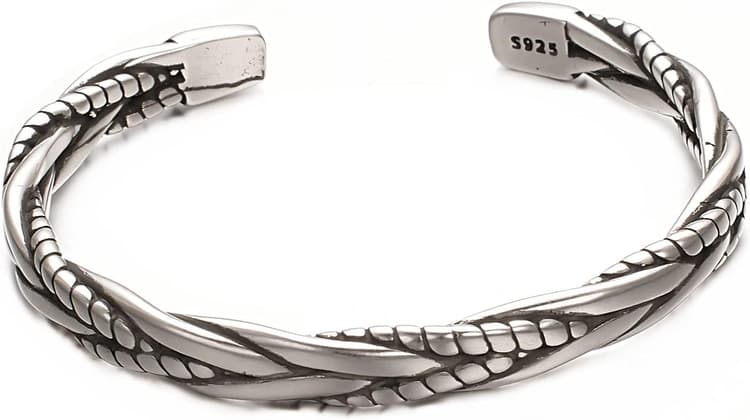 Cuff Bracelet Argent Or Bambou Serpent Chaîne Tissé Bracelet Vintage Hypoallergénique Bijoux Homme Femme