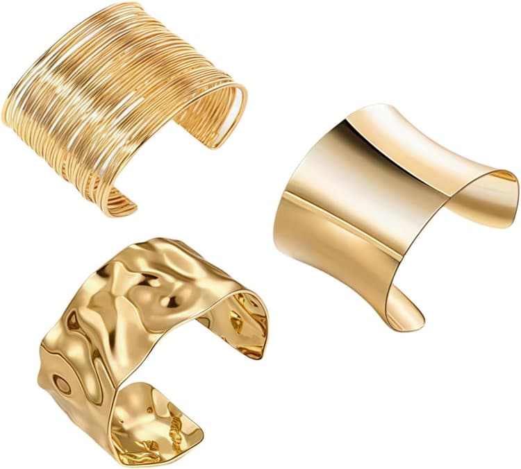 Lot De 3 Réglable Manchette Bracelet En Or Pour Femme, Bangle Réglable-bracelet De Large Pour Bijoux La Mode Gros Bracelets Women Large-bracelet Adapté Aux Cadeaux De Vacances