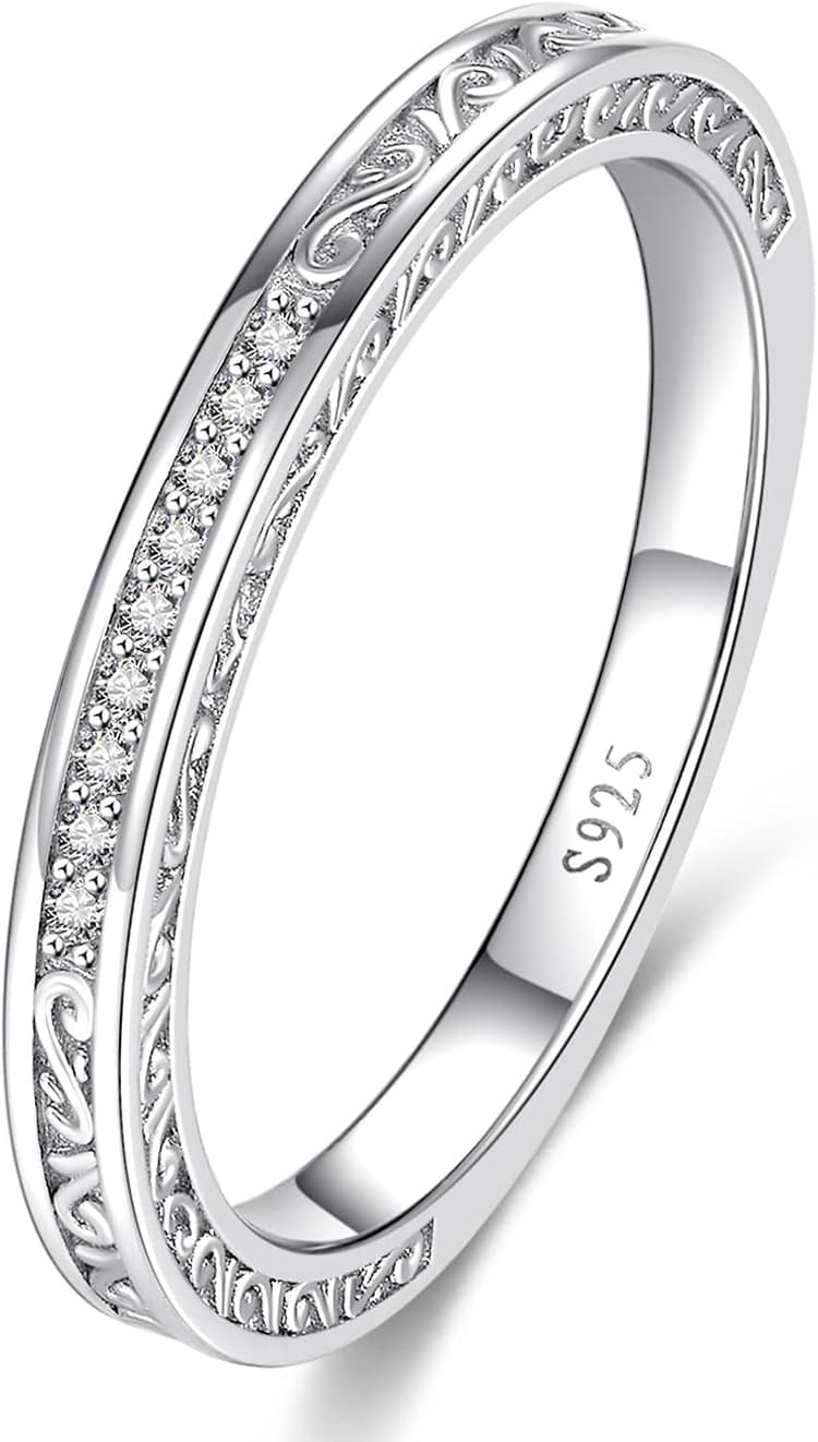 Vintage Celtic Knot Women's Engagement Ring Sets 925 Sterling Silver/14K Gold Plated Stackable Wedding Bands Rings AAAAA Cubic Zirconia Women Bridal Sets Wedding Ring Band Width 1.8mm Size 5-9