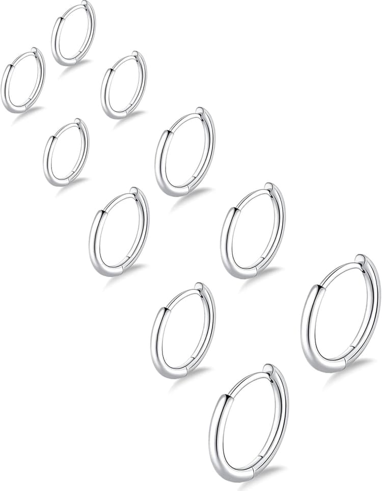 Gokeey 316L Surgical Stainless Steel Small Gold Silver Hoop Earrings for Women Men,Hypoallergenic Cartilage Helix Earrings for Sensitive Ears,Cute Conch Rook Tiny Huggie Hoops Earring Set for Multiple Piercing Jewelry Gift 6mm-12mm