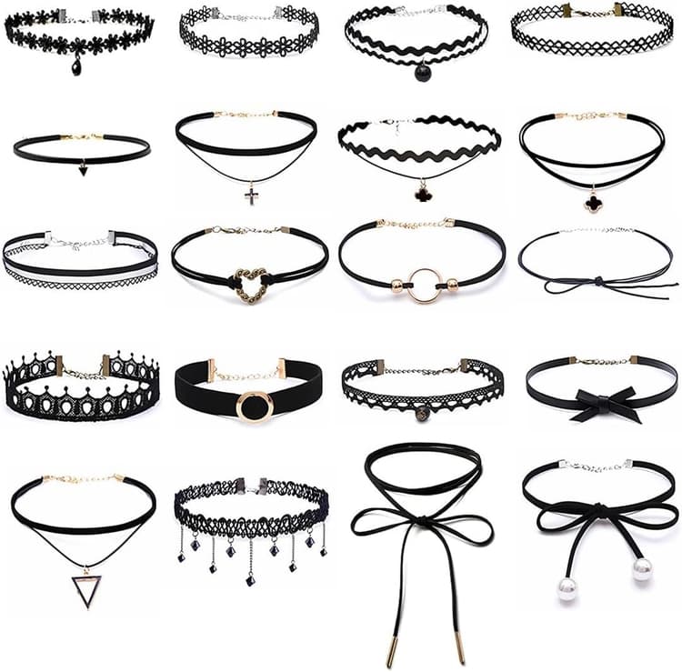 Ensemble de collier ras du cou 20 pièces, collier ras du cou, tour de cou en velours pour femme, collier allongé longueur réglable adapté aux femmes filles