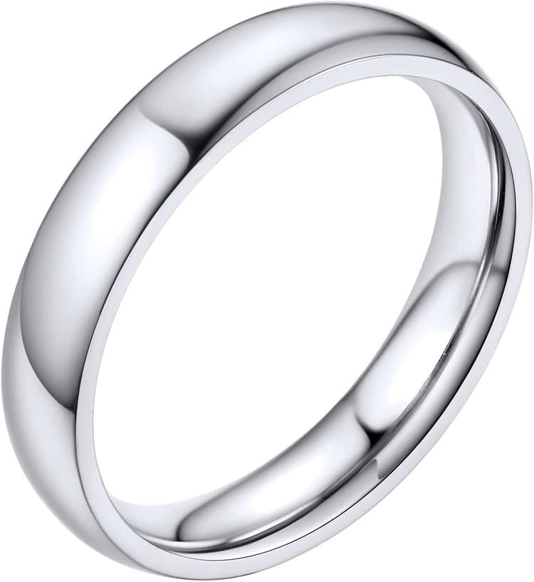 Bestyle Bagues Simples pour Hommes et Femmes 2mm/4mm/6mm/8mm de Large Style Confortable Acier Inoxydable Bague Anneaux Business Quotidienne Punk nom personnalisé Cadeau Souvenir Taille 54-67