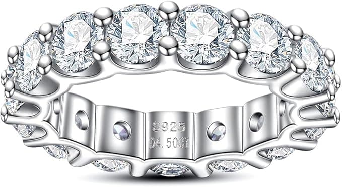 aomoso Bague pour Dames - Bague Moissanite - Avec GRA Certificat, Argent 925, Couleur D, Grade VVS1, Moissanite de Haute Qualité, Coupe Plasma,Convient pour : Date/Tous les Jours/Mariage/Anniversaire