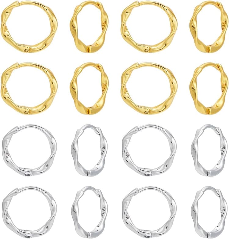 UNICRAFTALE 2 Couleurs Boucles d Oreilles Twist pour Femmes Chunky Huggie Boucles d Oreilles Métal Petites Boucle d Oreille Boucle d Oreille pour Création de Bijoux