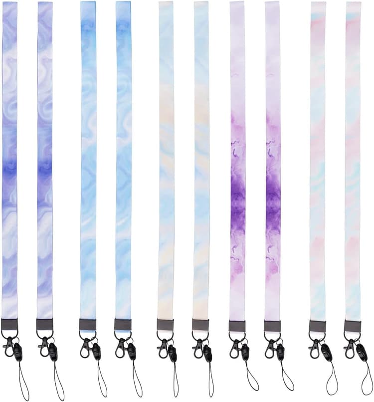10 Pièces Cordon Badge Tour de Cou Clef, Largeur 2CM Lanyards pour Porte Collier Badge Colorées, Bureau Strap Lanière Tour de Coup, Cordons en Nylon Durable pour Clés, Porte-badge, Carte d'identité