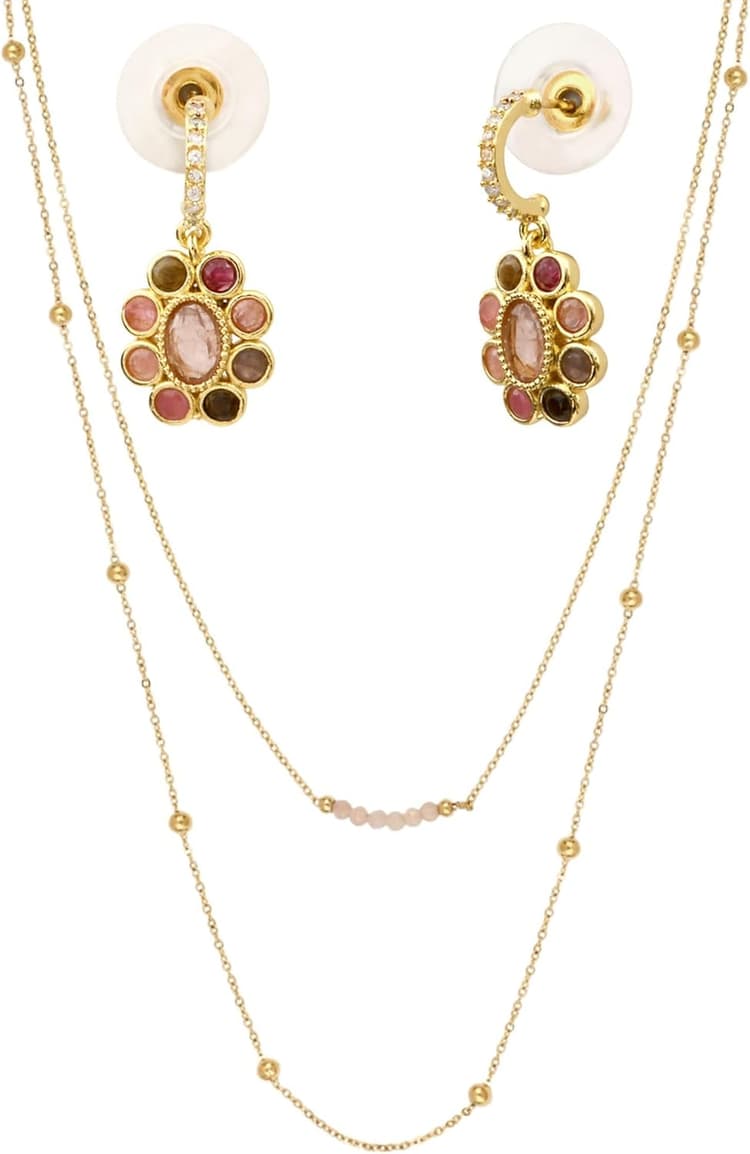 Edenly Labelle | Parure Bijoux Femme en Acier Inoxidable | Coffret Cadeau Femme 3 pièces | Colliers et boucles d'oreilles en acier inoxidable | Idée Cadeau femme