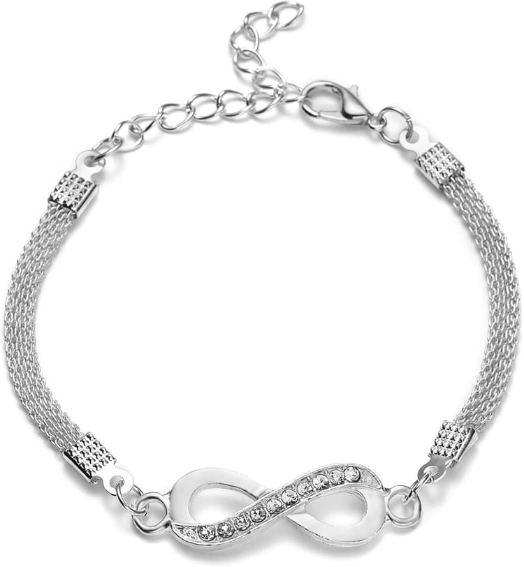 Bracelet Infini plaqué Argent en Alliage de Zinc chaîne Strass Bracelet pour Homme Femme Bijoux de Mode