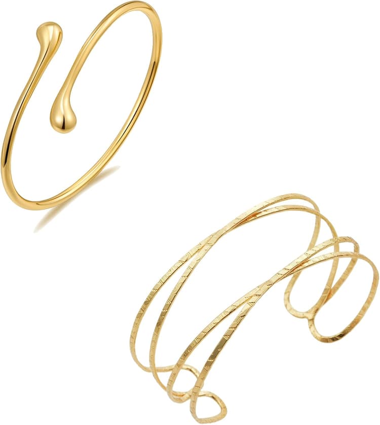 2 Pièces Bracelet Bras Ouverture Réglable or, Bracelet Manchette Femme, Grâce Bijoux Femme, Braceletmanchette, Multicouches Baccessoires et Bijoux de Déesse Grecque