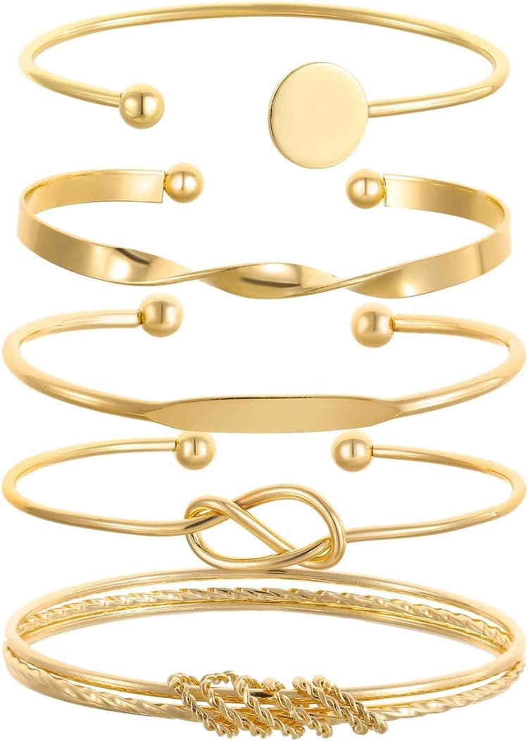 Ensemble de bracelets en or pour femme, empilables, bohèmes multicouches, bracelet manchette empilable, breloques élégantes, ne ternissent pas, minimaliste, texturé, bijoux bohème