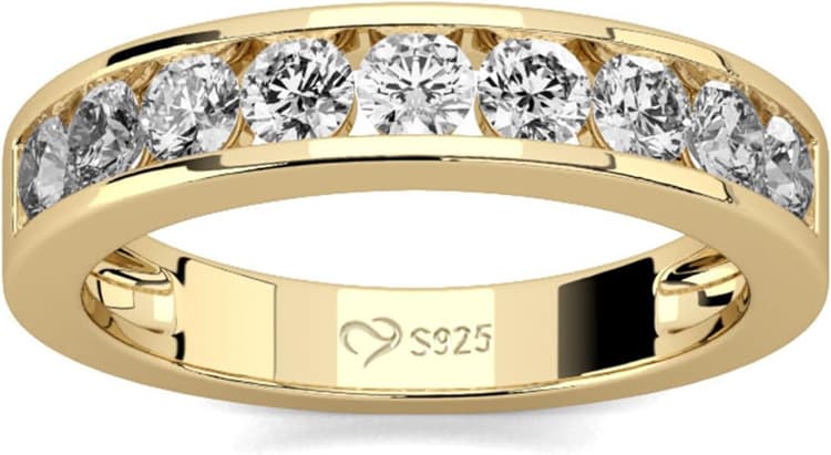 Jeulia Bague Femme Argent Sterling 925 Bague de Fiançailles Or Jaune Bagues d'Éternité Alliances Cristal Zircone Bague Femme pour Anniversaire, Noël, Saint Valentin