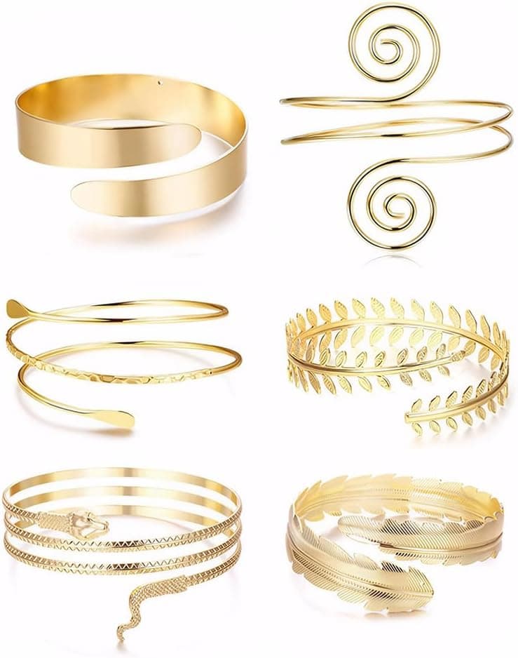 Bracelet Femme 6 Pcs Alliage Vintage Serpent Bras Manchette Punk Tourbillon Réglables parfaits pour Fêtes Festivals et Mode Quotidienne