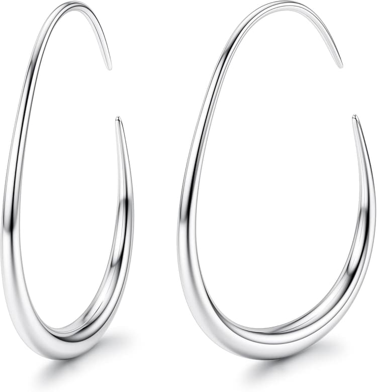 Adramata Boucles d'oreille Créole Femme Acier Inoxydable Creoles Plaqué Or 18K/Or Rose/Argent Boucles d'Oreilles Creoles en Forme de Larme, Hypoallergénique Boucles d'Oreilles 25/30/35/40MM