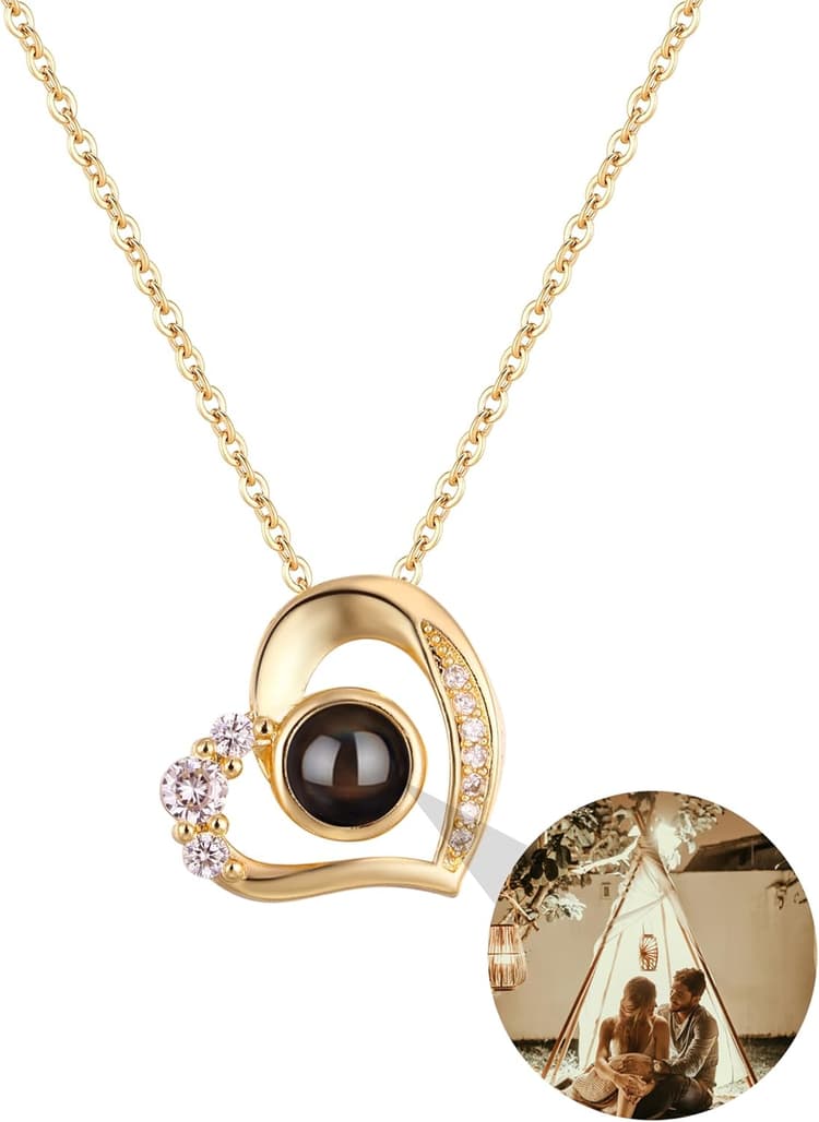 Collier à projection personnalisé avec pendentif photo – Plaqué or 18 carats – Un cadeau unique pour la famille et les amis – Un bijou unique pour les occasions spéciales