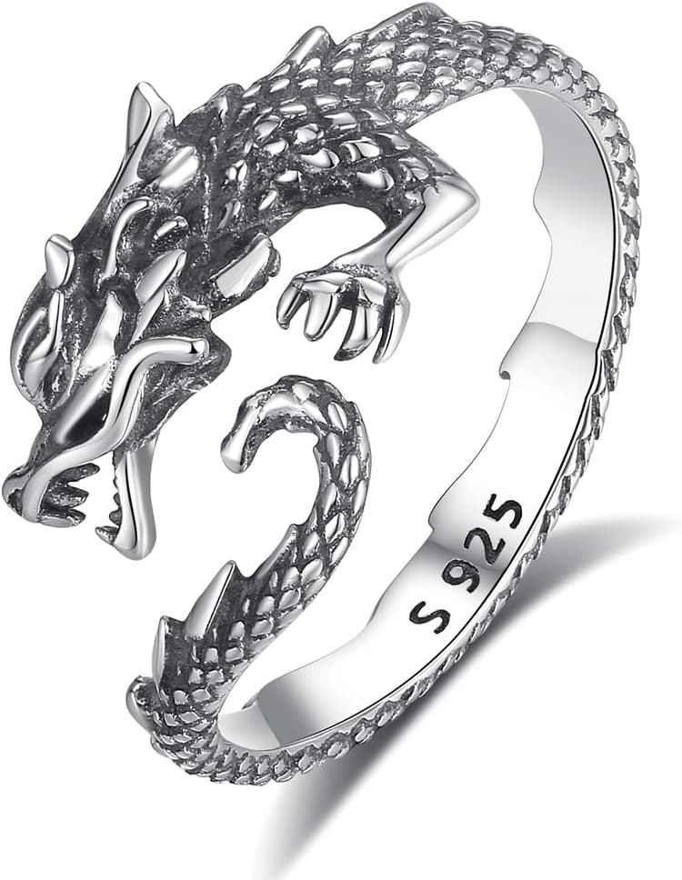 CELESTIA Bague Femme Argent 925 Reglable Serpent Dragon Nœud de Sorcière Arbre de Vie Bague Ajustable Bijoux Cadeau Femme