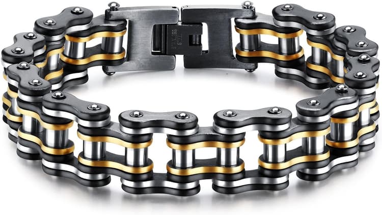Bracelet chaîne de moto en acier inoxydable - Pour homme