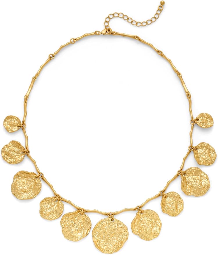 LILIE&WHITE Collier Breloque Collier Or Femme avec en Relief, Design Élégant et Moderne, Hypoallergénique, Cadeau Raffiné pour Femme